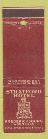 Matchbook Cover - Stratford Hotel Fredericksburg VA