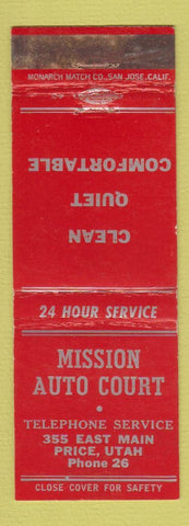 Matchbook Cover - Mission Auto Court Price UT WEAR