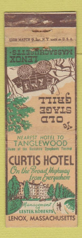Matchbook Cover - Curtis Hotel Lenox MA Ye Old Stage Grill WEAR