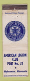 Matchbook Cover - American Legion Club Mahnomen MN WEAR