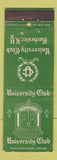 Matchbook Cover - University Club Rochester NY