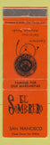 Matchbook Cover - El Sombrero Mexican Restaurant San Francisco CA