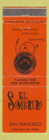 Matchbook Cover - El Sombrero Mexican Restaurant San Francisco CA