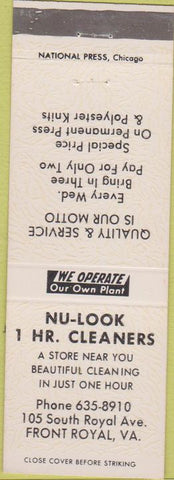 Matchbook Cover - Nu Look 1 Hour Cleaners Front Royal VA white