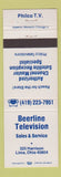 Matchbook Cover - Beerline TV Lima OH