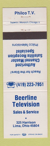 Matchbook Cover - Beerline TV Lima OH