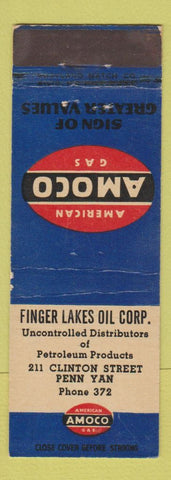 Matchbook Cover - Amoco oil gas Finger Lakes Penn Yan NY