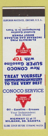 Matchbook Cover - Conoco oil gas Milbank SD