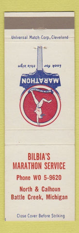 Matchbook Cover - Marathon oil gas Bilbia's Battle Creek MI
