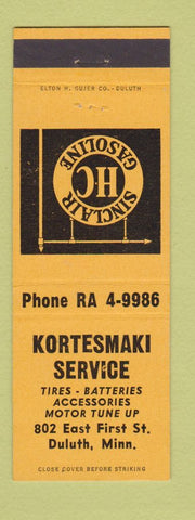 Matchbook Cover - Sinclair oil gas Kortesmaki Duluth MN