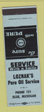 Matchbook Cover - Loznak's Pure oil gas Elsie MI