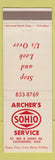 Matchbook Cover - Archer's Sohio oil gas Lockbourne OH