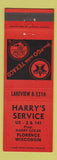 Matchbook Cover - Harry's Texaco oil gas Florence WI