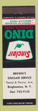 Matchbook Cover - Sinclair oil gas Brown's Binghamton NY