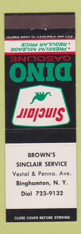 Matchbook Cover - Sinclair oil gas Brown's Binghamton NY