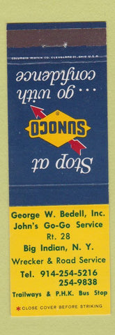 Matchbook Cover - Sunoco oil gas George Bedell Big Indian NY