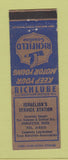 Matchbook Cover - Richfield oil gas Israelian's Worcester MA
