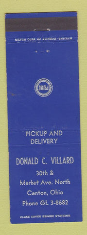 Matchbook Cover - Pure oil gas Donald Villard Canton OH