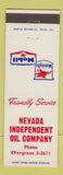 Matchbook Cover - Mobil oil gas Nevada Independent Oil Company