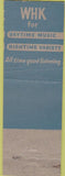 Matchbook Cover - Make A Date With WHK Radio Cleveland OH