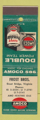 Matchbook Cover - Amoco oil gas Frost Bros Great Bridge VA