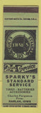 Matchbook Cover - Sparky's Standard oil gas Harlan IA