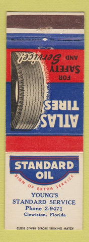 Matchbook Cover - Standard oil gas Atlas Tires Young's Clewiston FL