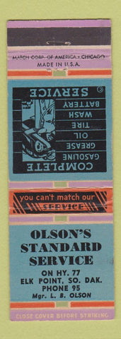 Matchbook Cover - Olson's Standard oil gas Elk Point SD