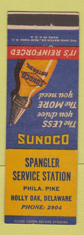 Matchbook Cover - Spangler Sunoco oil gas Holly Oak DE