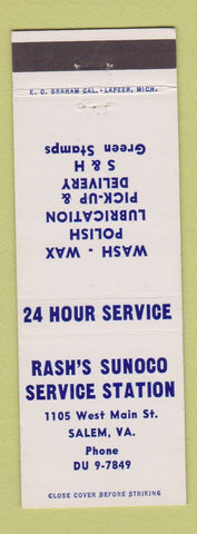Matchbook Cover - Rash's Sunoco oil gas Salem VA