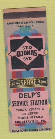 Matchbook Cover - Delp's Sunoco oil gas Augustaville PA