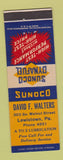 Matchbook Cover - David Walters Sunoco oil gas Lewistown PA