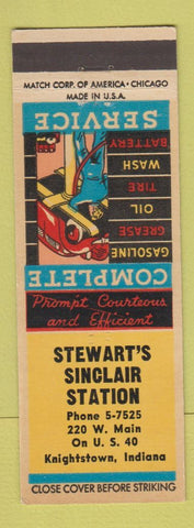 Matchbook Cover - Stewart's Sinclair oil gas Knightstown IN