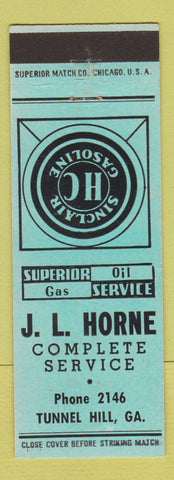 Matchbook Cover - JL Horne Sinclair oil gas Tunnel Hill GA