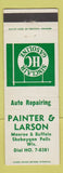 Matchbook Cover - Painter & Larson Sinclair oil gas Sheboygan Falls WI