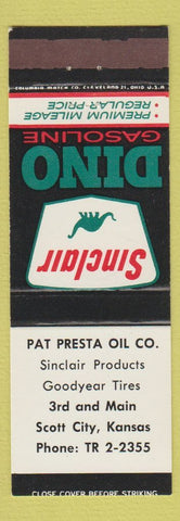 Matchbook Cover - Sinclair oil gas Pat Presta Scott City KS
