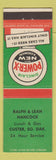 Matchbook Cover - Sinclair oil gas Ralph & Leah Hancock Custer SD