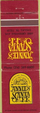 Matchbook Cover - Annie's Santa Fe Dallas TX
