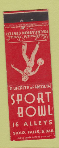 Matchbook Cover - Sport Bowling Alley Sioux Falls SD girlie