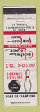 Matchbook Cover - Paramus Bowling Lanes NJ