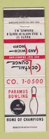 Matchbook Cover - Paramus Bowling Lanes NJ