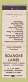 Matchbook Cover - Roanoke Lanes Bowling IN Brunswick