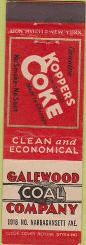 Matchbook Cover - Koppers Coke Coal Galewood Coal Co