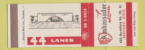Matchbook Cover - Ambassador Lanes Bowling Bedford OH