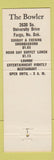 Matchbook Cover - The Bowler Bowling Fargo ND