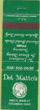 Matchbook Cover - Del Matto's Restaurant Columbus OH