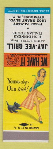 Matchbook Cover - Jay Vee Grill James Scripa Syracuse NY pinup SAMPLE