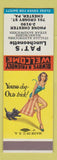 Matchbook Cover - Pat's Luncheonette Chester PA  pinup SAMPLE