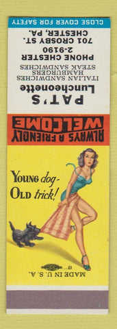 Matchbook Cover - Pat's Luncheonette Chester PA  pinup SAMPLE