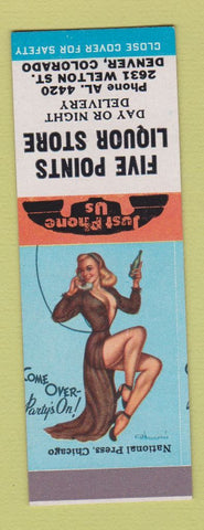 Matchbook Cover - Five Point Liquor Store Denver Colorado pinup SAMPLE